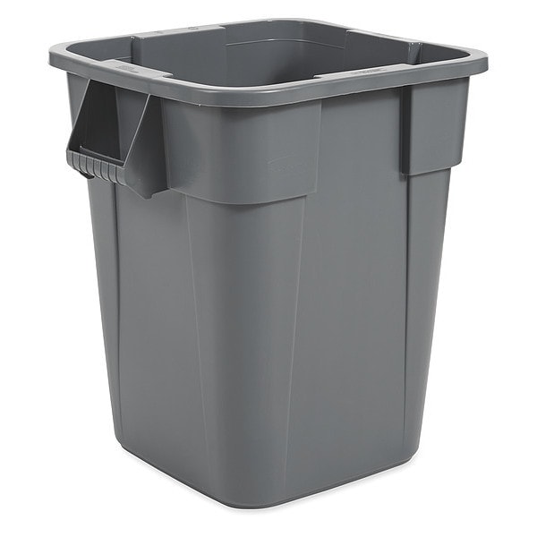 Rubbermaid Commercial 40 gal Square Trash Can, Gray, 27 in Dia, Open Top, LLDPE - FG353600GRAY