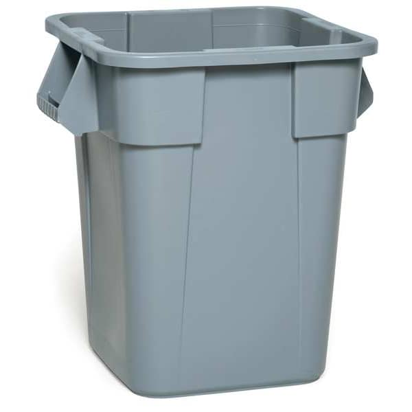 Rubbermaid Commercial 40 gal Square Trash Can, Gray, 27 in Dia, Open Top, LLDPE - FG353600GRAY