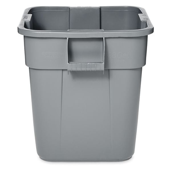 Rubbermaid Commercial 28 gal Square Trash Can, Gray, 25 in Dia, Open Top, LLDPE - FG352600GRAY
