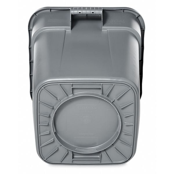 Rubbermaid Commercial 28 gal Square Trash Can, Gray, 25 in Dia, Open Top, LLDPE - FG352600GRAY