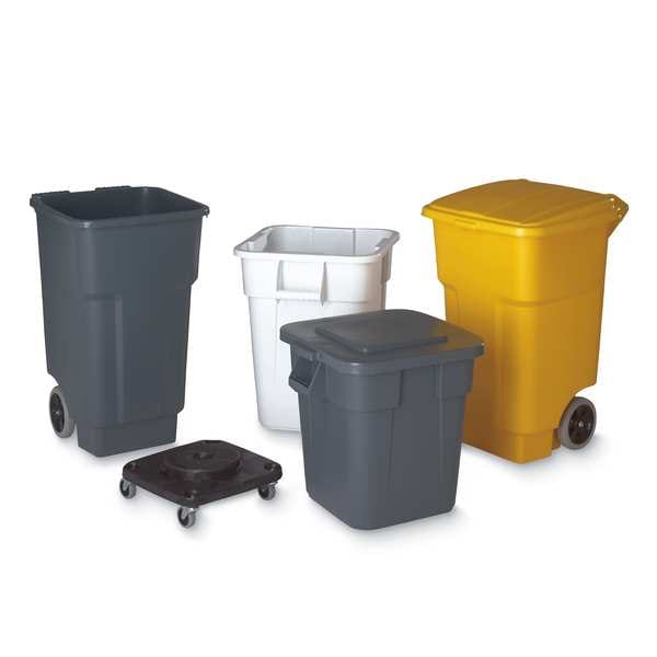Rubbermaid Commercial 28 gal Square Trash Can, Gray, 25 in Dia, Open Top, LLDPE - FG352600GRAY