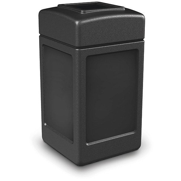 Commercial Zone Products 42 gal Square Trash Can, Black, Open Lid, Polyethylene - 732101