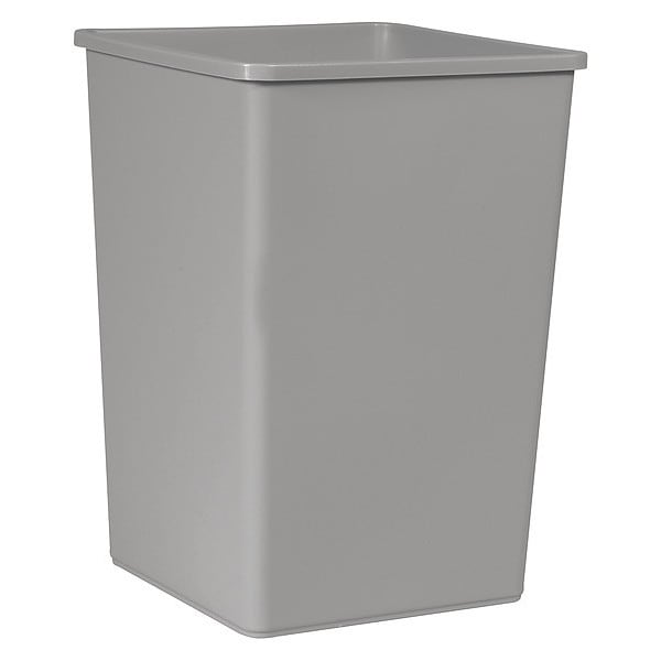 Rubbermaid Commercial 35 gal Square Trash Can, Gray, 19 1/2 in Dia, Open Top, LLDPE - FG395800GRAY