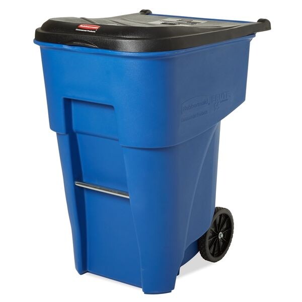 Rubbermaid Commercial 95 gal Rectangular Trash Can, Blue, 28 3/4 in Dia, Lift Up, HDPE/MDPE - FG9W2273BLUE