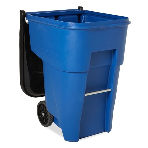 Rubbermaid Commercial 95 gal Rectangular Trash Can, Blue, 28 3/4 in Dia, Lift Up, HDPE/MDPE - FG9W2273BLUE