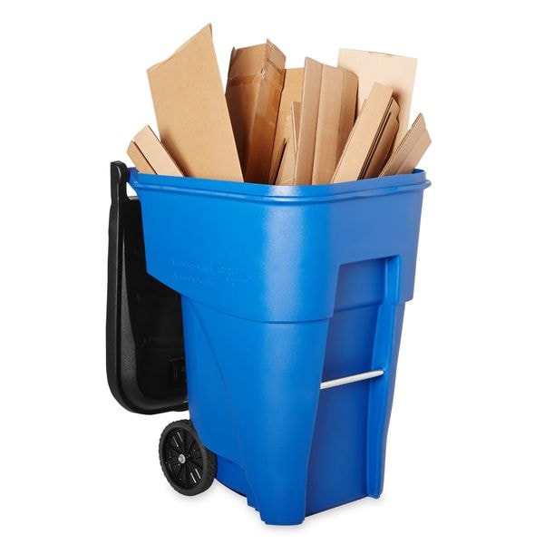 Rubbermaid Commercial 95 gal Rectangular Trash Can, Blue, 28 3/4 in Dia, Lift Up, HDPE/MDPE - FG9W2273BLUE
