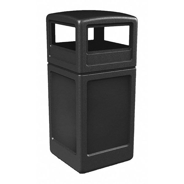 Commercial Zone Products 42 gal Square Trash Can, Black, Dome Lid, Polyethylene - 73290199