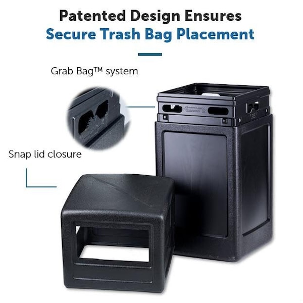 Commercial Zone Products 42 gal Square Trash Can, Black, Dome Lid, Polyethylene - 73290199