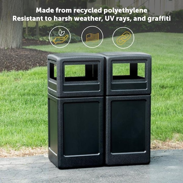 Commercial Zone Products 42 gal Square Trash Can, Black, Dome Lid, Polyethylene - 73290199