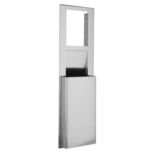 Georgia-Pacific 9-1/2 gal Rectangular Trash Can, Silver, 17 1/4 in Dia, Stainless Steel - 59471