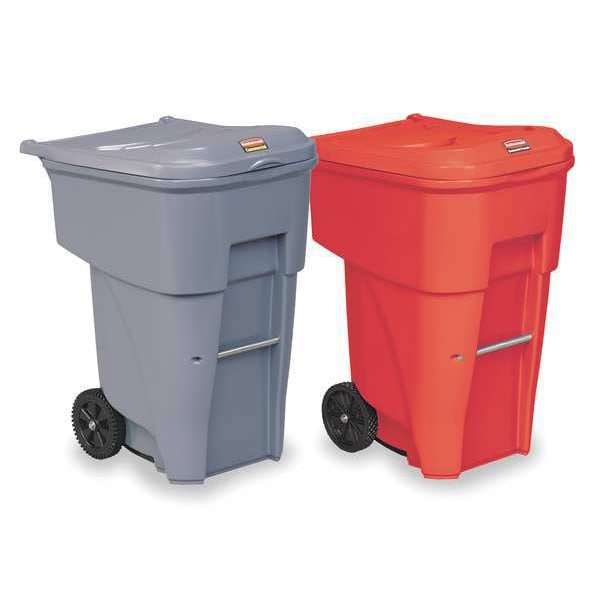 Rubbermaid Commercial 65 gal Rectangular Trash Can, Gray, 25 1/4 in Dia, Lift Up, HDPE/MDPE - FG9W2100GRAY