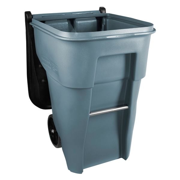 Rubbermaid Commercial 65 gal Rectangular Trash Can, Gray, 25 1/4 in Dia, Lift Up, HDPE/MDPE - FG9W2100GRAY