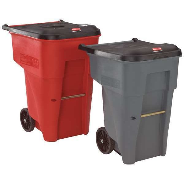 Rubbermaid Commercial 65 gal Rectangular Trash Can, Gray, 25 1/4 in Dia, Lift Up, HDPE/MDPE - FG9W2100GRAY
