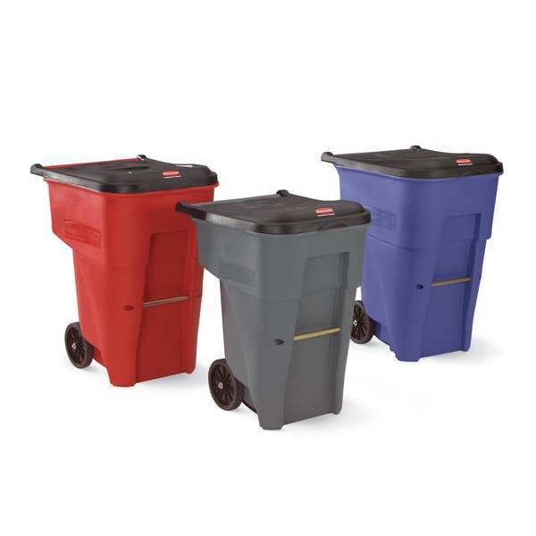 Rubbermaid Commercial 65 gal Rectangular Trash Can, Gray, 25 1/4 in Dia, Lift Up, HDPE/MDPE - FG9W2100GRAY