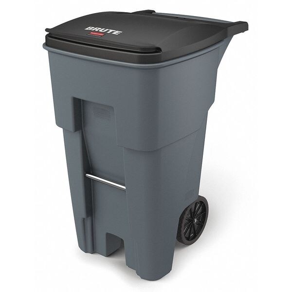 Rubbermaid Commercial 65 gal Rectangular Trash Can, Gray, 25 1/4 in Dia, Lift Up, HDPE/MDPE - FG9W2100GRAY