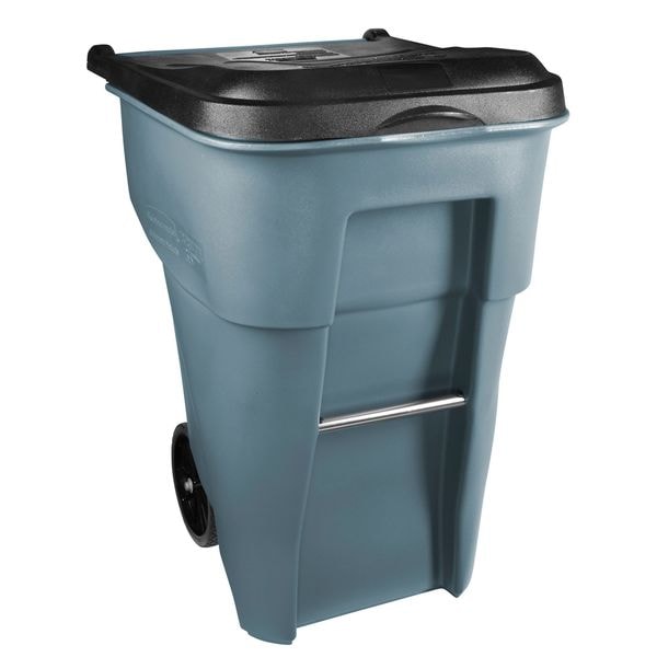 Rubbermaid Commercial 65 gal Rectangular Trash Can, Gray, 25 1/4 in Dia, Lift Up, HDPE/MDPE - FG9W2100GRAY