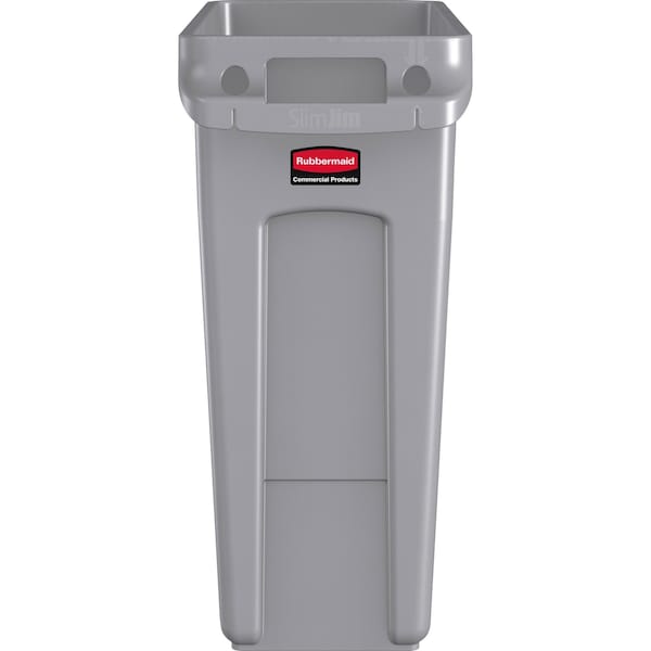 Rubbermaid Commercial 16 gal Rectangular Trash Can, Gray, 11 in Dia, Open Top, High Quality Resin Blend - 1971258