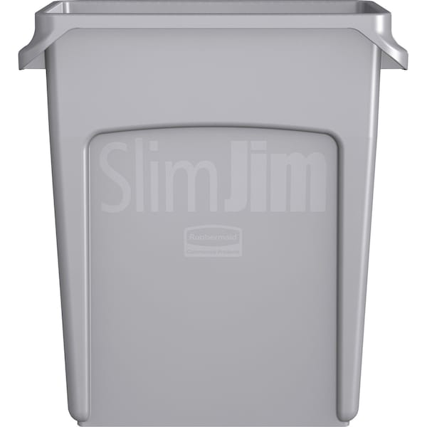 Rubbermaid Commercial 16 gal Rectangular Trash Can, Gray, 11 in Dia, Open Top, High Quality Resin Blend - 1971258
