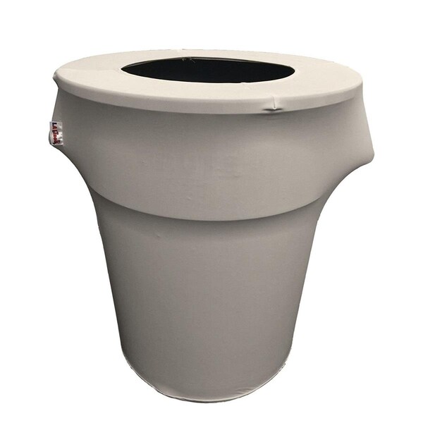 Keen SpandexCover55G-GrayLgtX41 Stretch Spandex Trash Can Cover 55 gal Round, Light Gray - KE373187