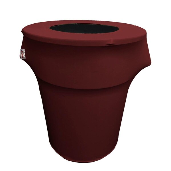 Keen SpandexCover55G-BurgundyX17 Stretch Spandex Trash Can Cover 55 gal Round, Burgundy - KE368900