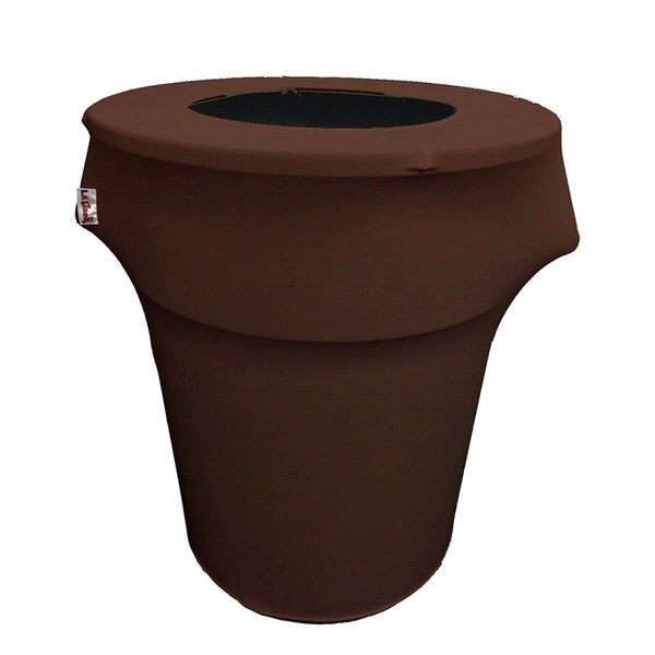 Keen SpandexCover44G-BrownX22 Stretch Spandex Trash Can Cover 44 gal Round, Brown - KE368012