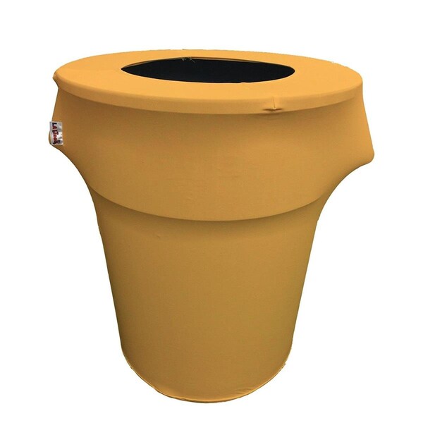 Keen SpandexCover55G-GoldX14 Stretch Spandex Trash Can Cover 55 gal Round, Gold - KE368040