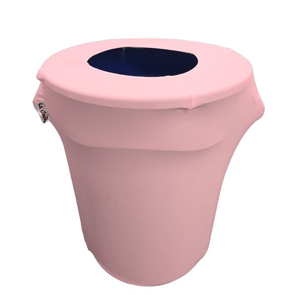 Keen SpandexCover32G-PinkLgtX37 Stretch Spandex Trash Can Cover 32 gal Round, Light Pink - KE376007
