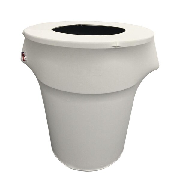 Keen SpandexCover44G-WhiteX11 Stretch Spandex Trash Can Cover 44 gal Round, White - KE373185