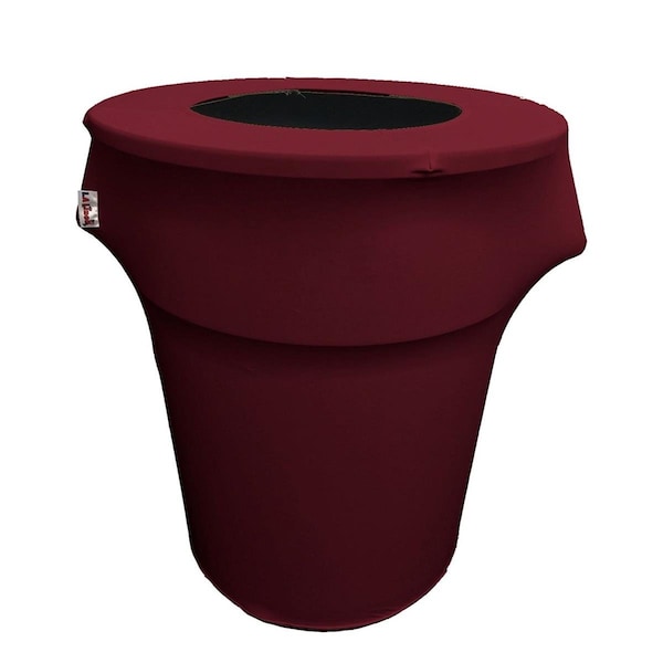 Keen SpandexCover44G-BurgundyX17 Stretch Spandex Trash Can Cover 44 gal Round, Burgundy - KE376008