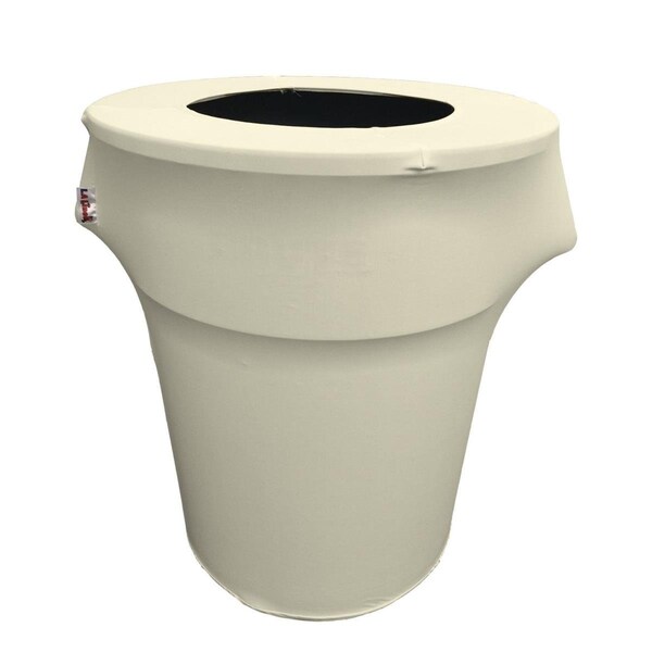 Keen SpandexCover44G-IvoryX25 Stretch Spandex Trash Can Cover 44 gal Round, Ivory - KE374689