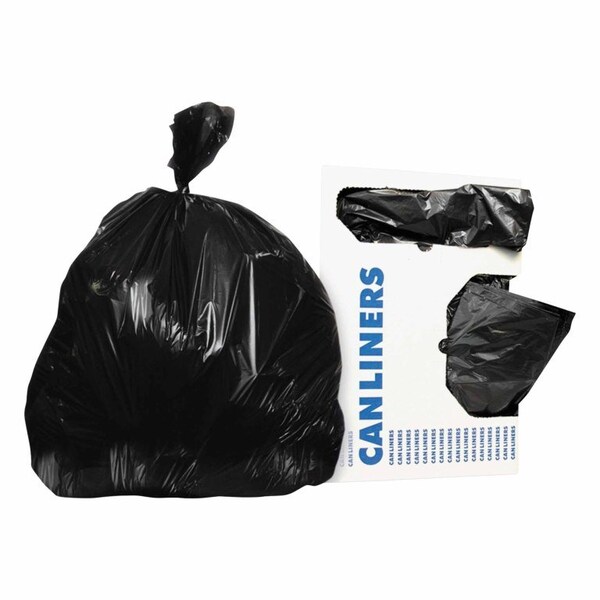 Heritage Trash Bag 60 gal. Black LLDPE 1.25 mil 38 X 58 Inch Star Seal Bottom Flat Pack, 100PK - HERH7658SK