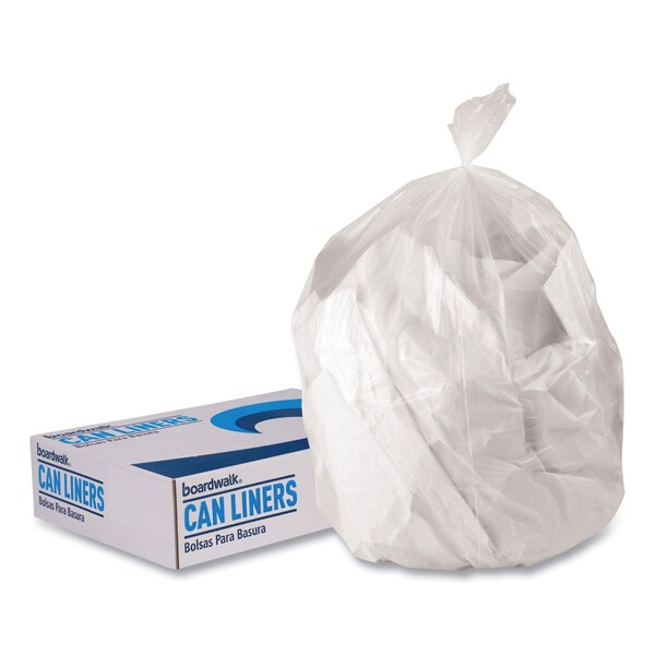 Boardwalk Low-Density Waste Can Liners, 23 gal, 0.9 mil, 28 in.x45 in., Clear, Perforated Roll, 200PK - H5645TCKR01