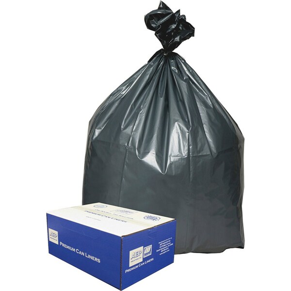 Platinum Plus 45 gal Trash Can Liners, 39 in x 46 in, Extra Heavy-Duty, 1.55 mil, Gray - PLA4870