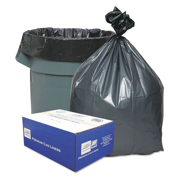 Platinum Plus 45 gal Trash Can Liners, 39 in x 46 in, Extra Heavy-Duty, 1.55 mil, Gray - PLA4870