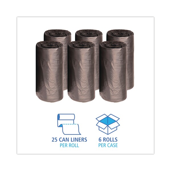 Boardwalk 40 gal - 45 gal Trash Bags, 40 in x 46 in, 19 microns, Black, 150 PK - BWK 404622BLK
