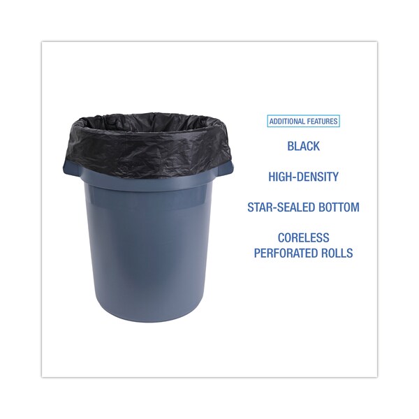 Boardwalk 40 gal - 45 gal Trash Bags, 40 in x 46 in, 19 microns, Black, 150 PK - BWK 404622BLK