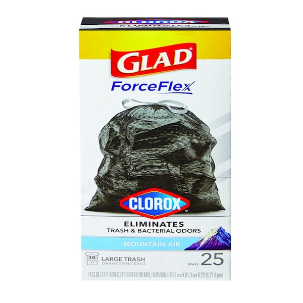 Glad Glad Force Flex 30 gal Mountain Air Scent Trash Bags Drawstring 25 pk 0.9 mil - 79310