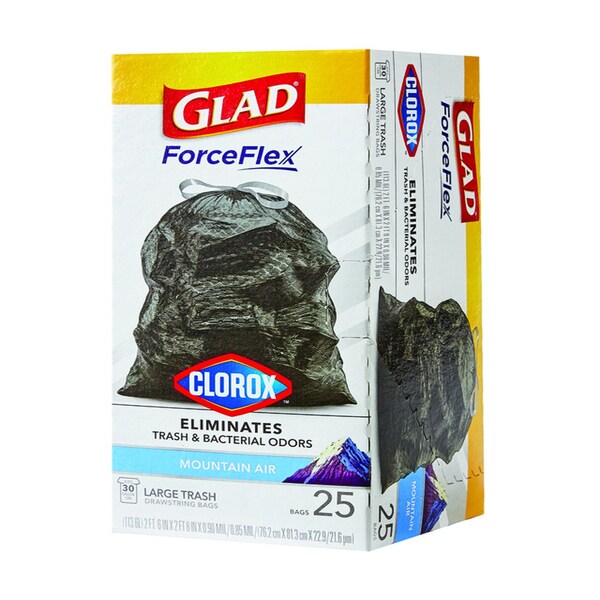 Glad Glad Force Flex 30 gal Mountain Air Scent Trash Bags Drawstring 25 pk 0.9 mil - 79310