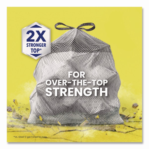 Glad 13 gal Trash Bags, 24 in x 28 in, Heavy-Duty, .9 Mil, White, 204 PK - CLO 70320