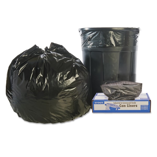 Stout 45 gal Trash Bags, 40 in x 48 in, Extra Heavy-Duty, 1.5 mil, Brown/Black, 100 PK - T4048B15