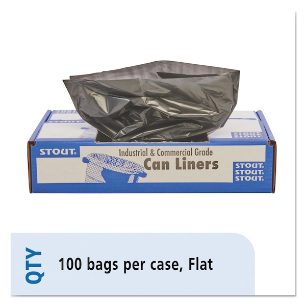 Stout 45 gal Trash Bags, 40 in x 48 in, Extra Heavy-Duty, 1.5 mil, Brown/Black, 100 PK - T4048B15