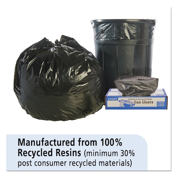 Stout 45 gal Trash Bags, 40 in x 48 in, Extra Heavy-Duty, 1.5 mil, Brown/Black, 100 PK - T4048B15