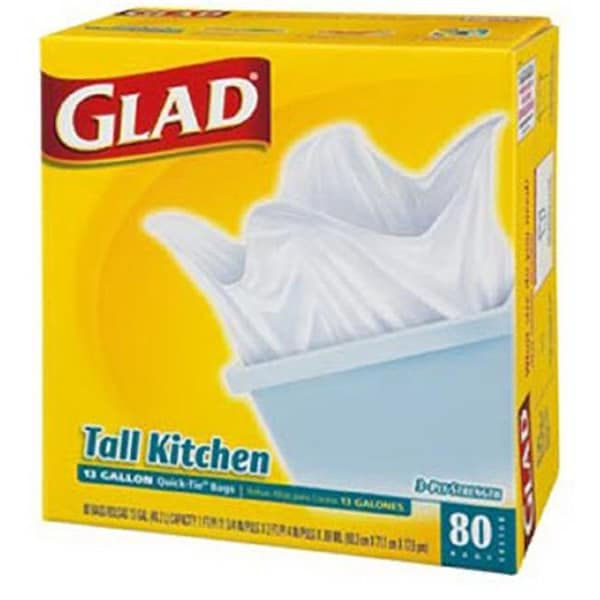 Glad Glad 60034 Quick Tie Closure Tall Kitchen Bag; 80 Count - 13 Gallon - 143948
