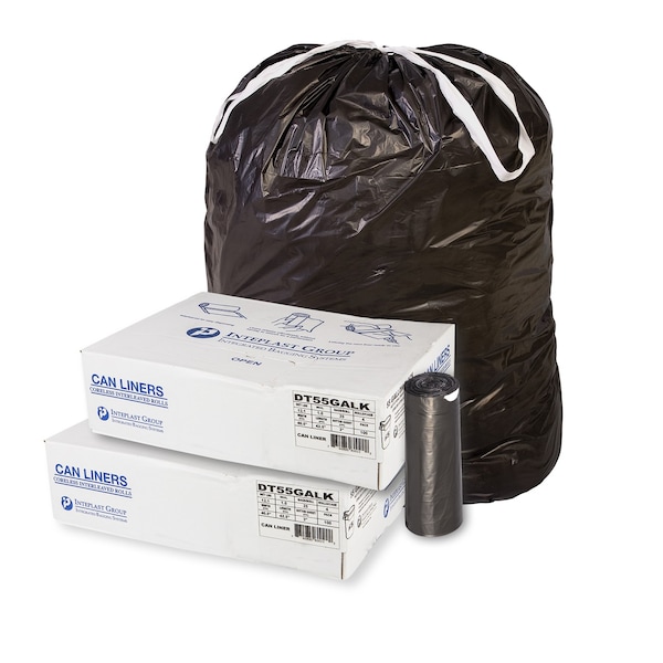All-Pro Industrial Draw-Tape Liner, 32 Gal, .80Mil, Black - DT32GALK