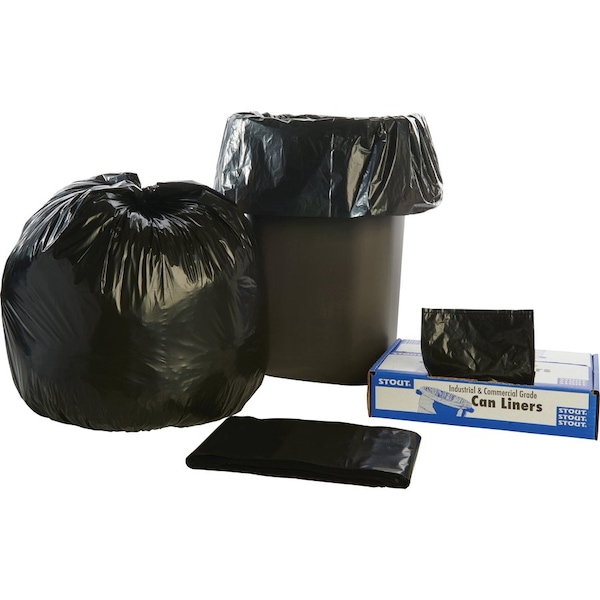 Stout 33 gal Trash Bags, 1.50 mil (38 Micron), Black W/Brown, 100 PK - STOT3340B15
