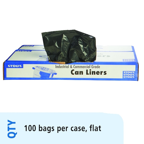Stout By Envision 55 gal - 60 gal Trash Bags, Brown/Black, 100 PK - T3860B15