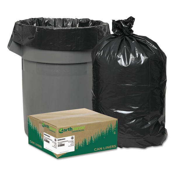 Earthsense Commercial 33 gal Trash Bags, 33 in x 39 in, Extra Heavy-Duty, 1.65 mil, Black, 100 PK - RNW4060