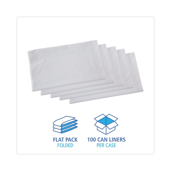 Boardwalk 33 gal Trash Bags, 33 in x 39 in, 0.9 mil, White, 100 PK - BWKW3339X