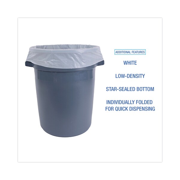 Boardwalk 33 gal Trash Bags, 33 in x 39 in, 0.9 mil, White, 100 PK - BWKW3339X