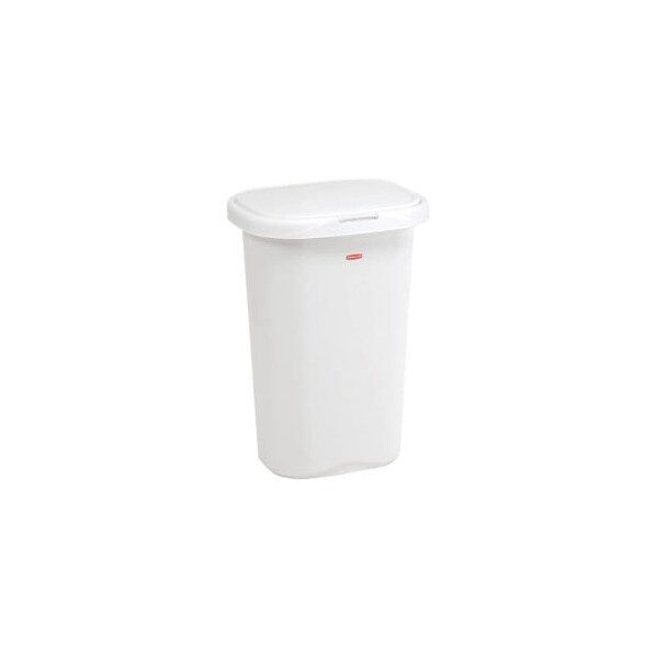 Rubbermaid Rubbermaid Liner Lock Spring Top Wastebasket 5l58 52 Qt, White - FG5L5806WHT